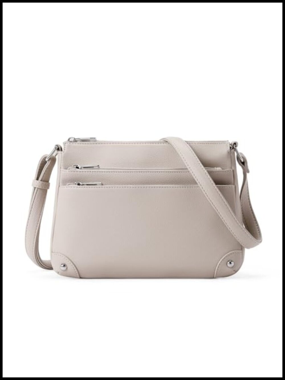 Vegan Leather Crossbody Shoulder Bag Multi Zipper Pockets Satchel Purse
